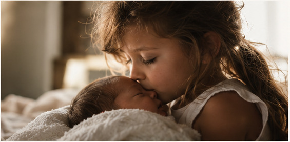 A quiet family moment with a newborn
